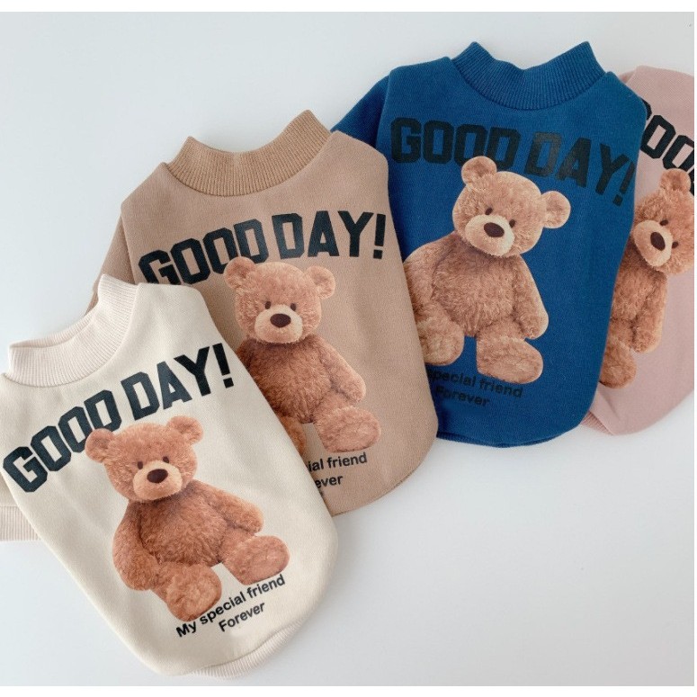 PEKO PET&CAT [W010] เสื้อผ้าสัตว์เลี้ยง ลายหมี Good day! ชุดแฟชั่น คอสตูมหมาแมว เสื้อผ้าสำหรับหมาและแมว