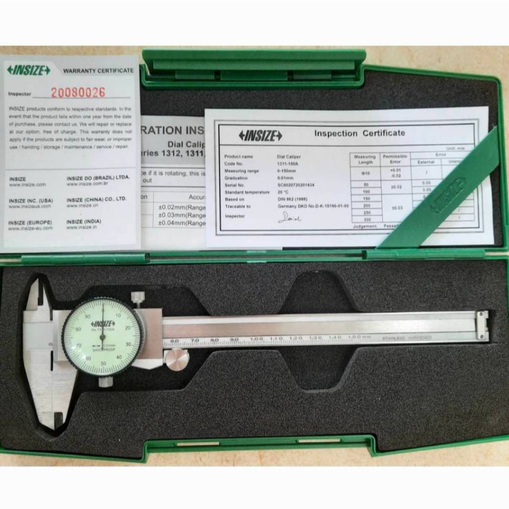 เวอร์เนียร์เข็ม ความละเอียด 0.01mm 6" 8" 12" Dial Caliper เวอร์เนียร์ไดอัล INSIZE 1311-150A 1311-200