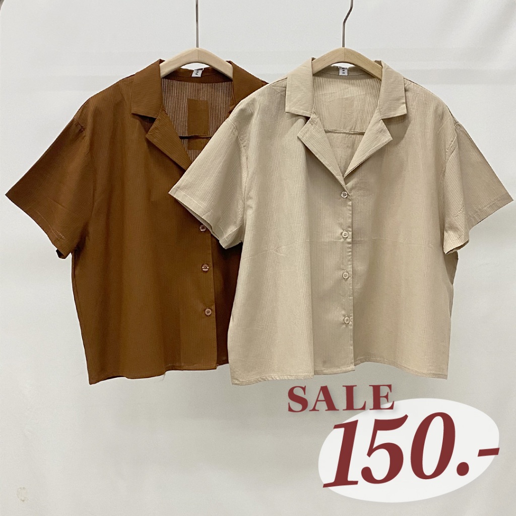 ❤️ BEST PRICE 150.-❤️ nature.bkk - TPN7091 เสื้อเชิ้ตครอปซ่อนริ้ว Hidden shirt crop