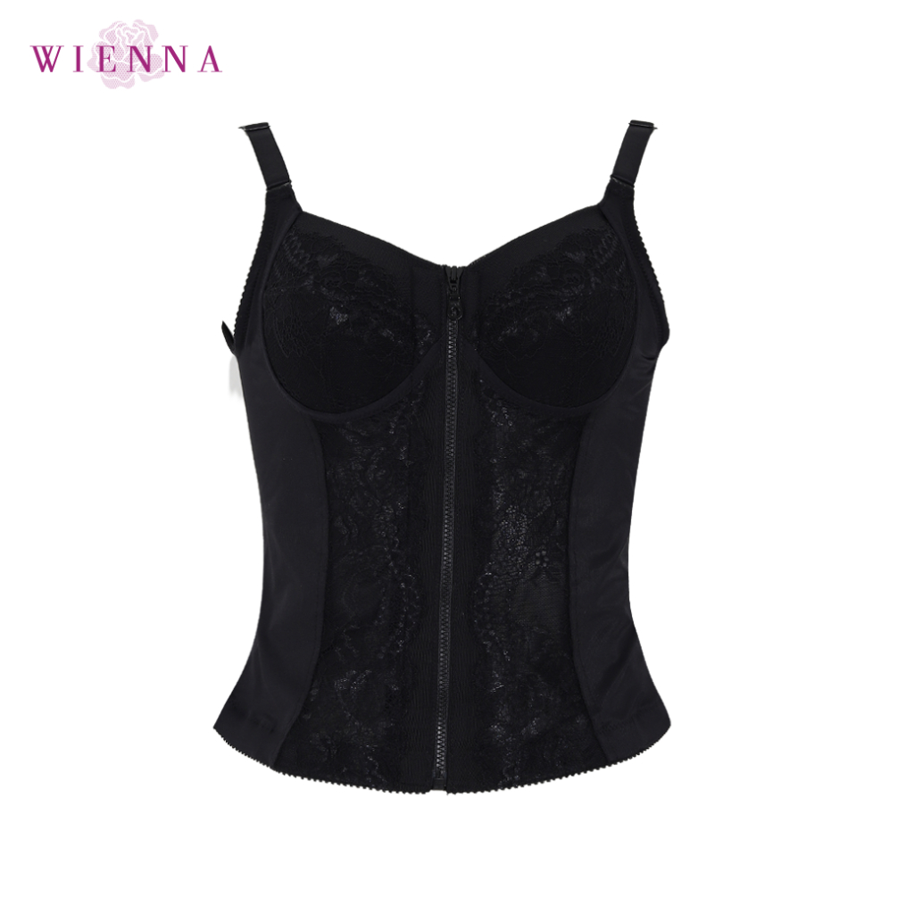 Wienna BRA Long Bra DB45121 บราตัวยาวแบบเต็มเต้า Full Cup ไร้โครง ไซซ์ใหญ่ สีเนื้อ สีดำ (Tulip Carna