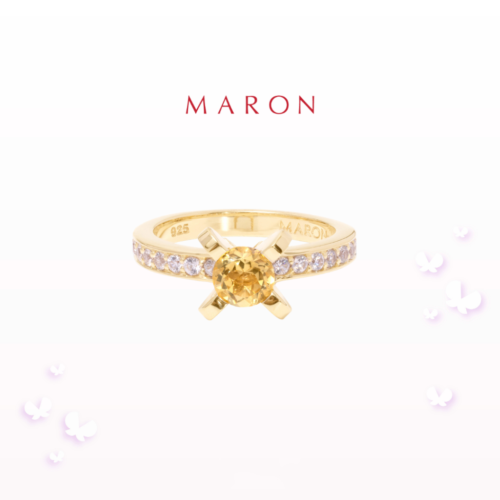 MARON - Happy Sign Ring with Golden Citrine เงินแท้925 พลอยแท้