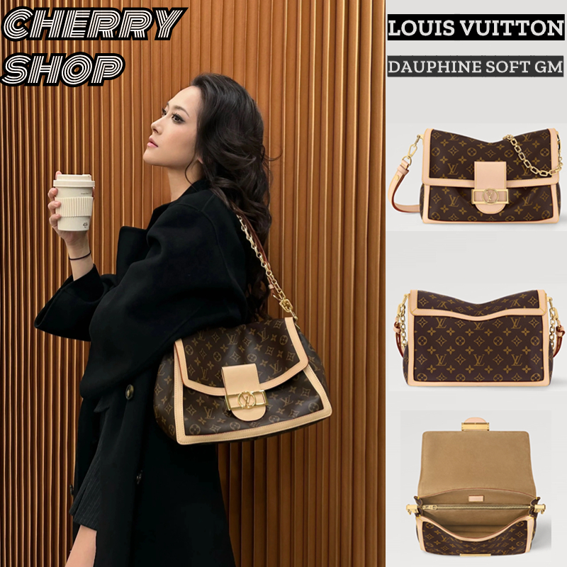 🆕หลุยส์วิตตอง🍒Louis Vuitton DAUPHINE SOFT LARGE GM HANDBAGS🍒กระเป๋าสะพายสตรี LV BAG