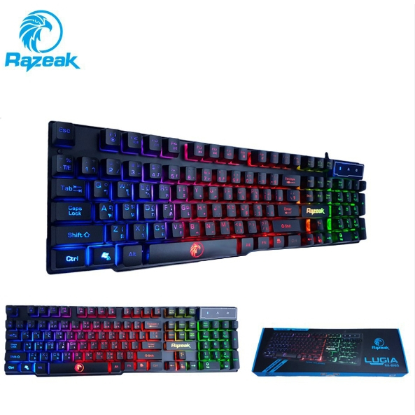 Razeak RK-8165 คียบอร์ดมีไฟ คียบอร์ดเกมมิ่ง Gaming Keyboard Lugia Rubber dome switch ประกันศูนย์ไทย 