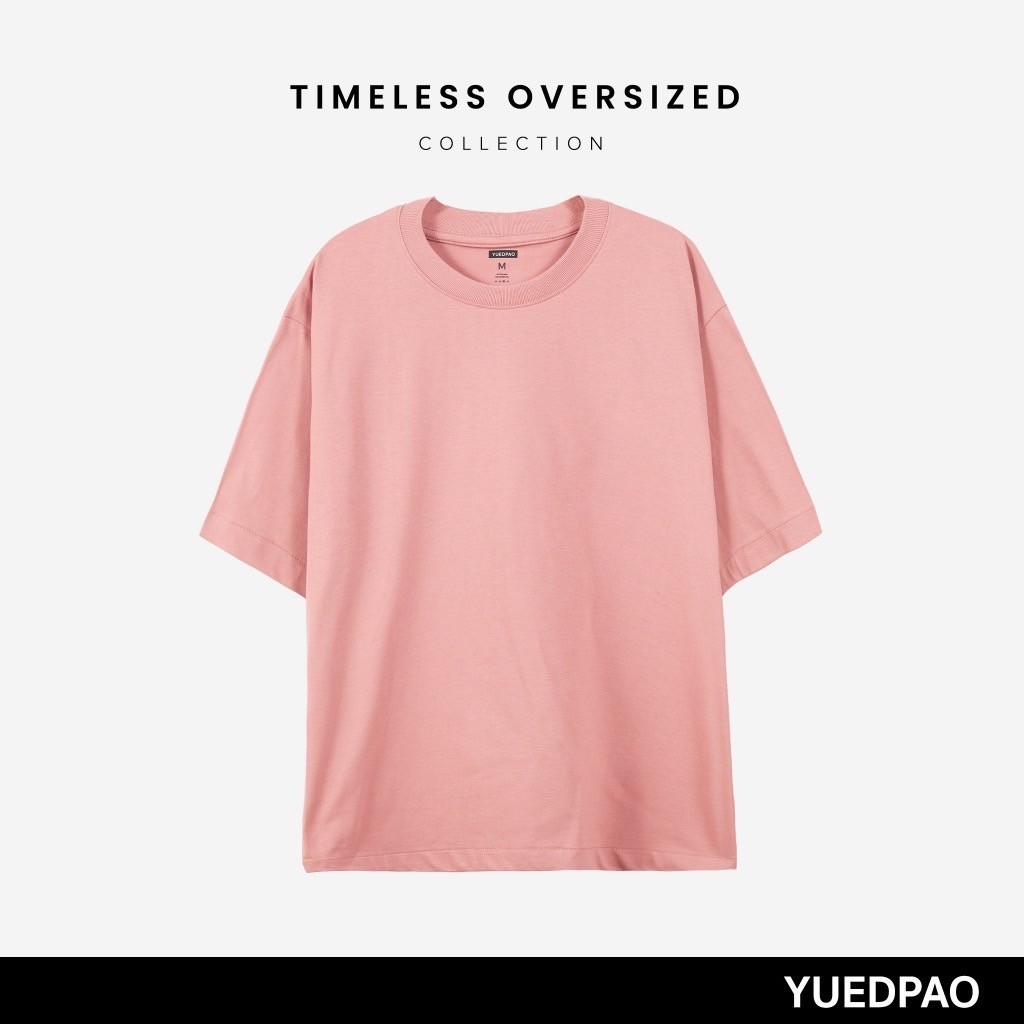 Yuedpao Oversized Timeless ผ้าหนายับยากรีดง่าย เสื้อยืดทรงหลวม ดีไซน์คลาสสิค เสื้อยืดเปล่า โอเวอร์ไซส์ สี Baby Pink