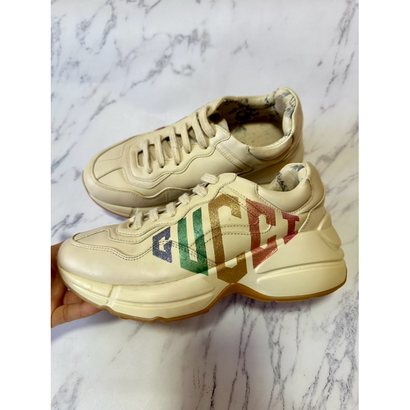 รองเท้าผ้าใบ Gucci Rhyton Glitter แท้ กุชชี่ sneakers ไซส์ 36