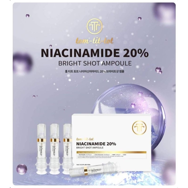 tom-tit-tot Niacinamide 20% Bright Shot Ampoule เซรั่มความขาวขั้นสุด 1 กล่อง มี 5 หลอด