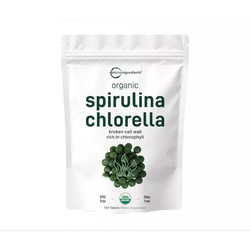 พร้อมส่ง Organic Spirulina Chlorella 3000 mg, 720 เม็ด