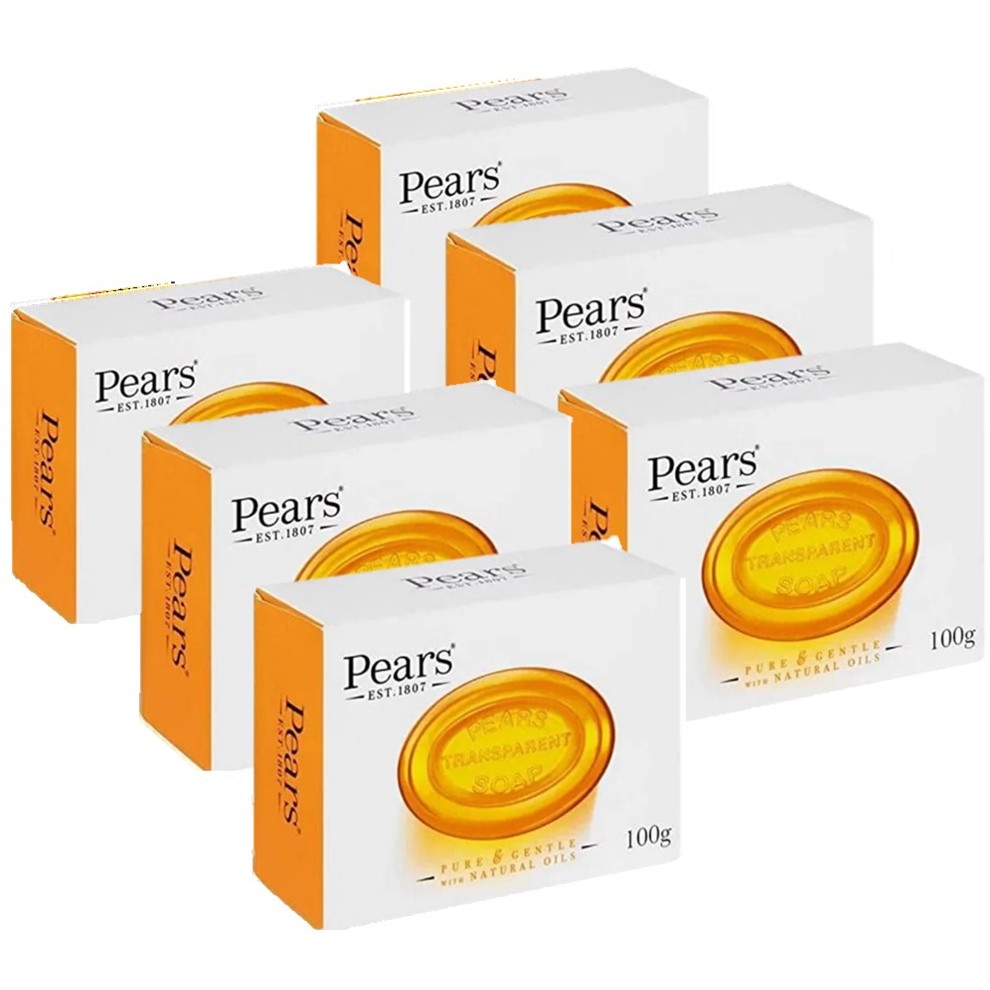 Pears Pure & Gentle Entle With Natural Oils แพร์ เพียว แอนด์ เจนเทิล สบู่ลูกแพร์บริสุทธิ์ 100g x 6ก้