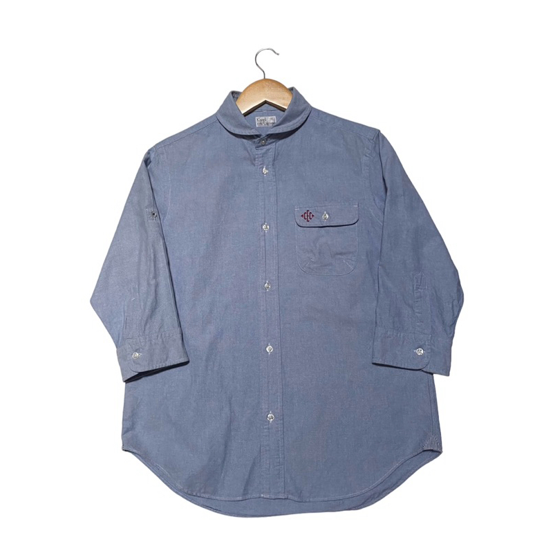 Coen เสื้อเชิ้ต Blue Oxford คอบัวสีฟ้ากระเป๋าหน้าปักแบรนด์ญี่ปุ่นอย่างดี