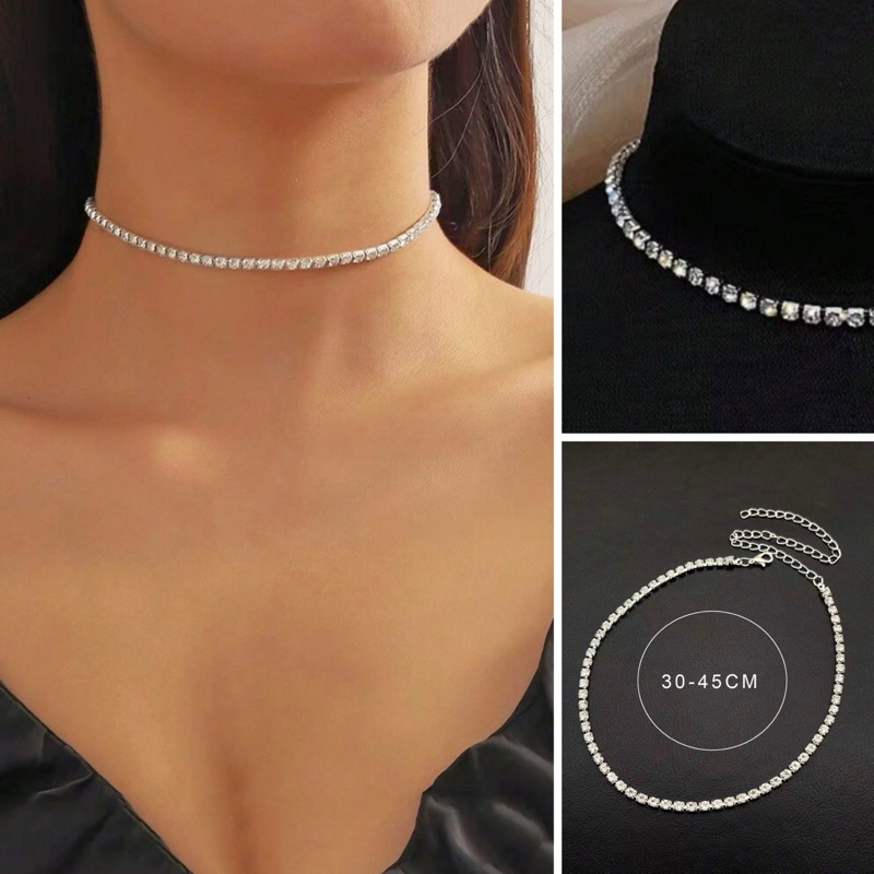 โชคเกอร์เพชร สร้อยเพชร Diamond เพชรแถวเดียว พร้อมส่ง! (#P5)