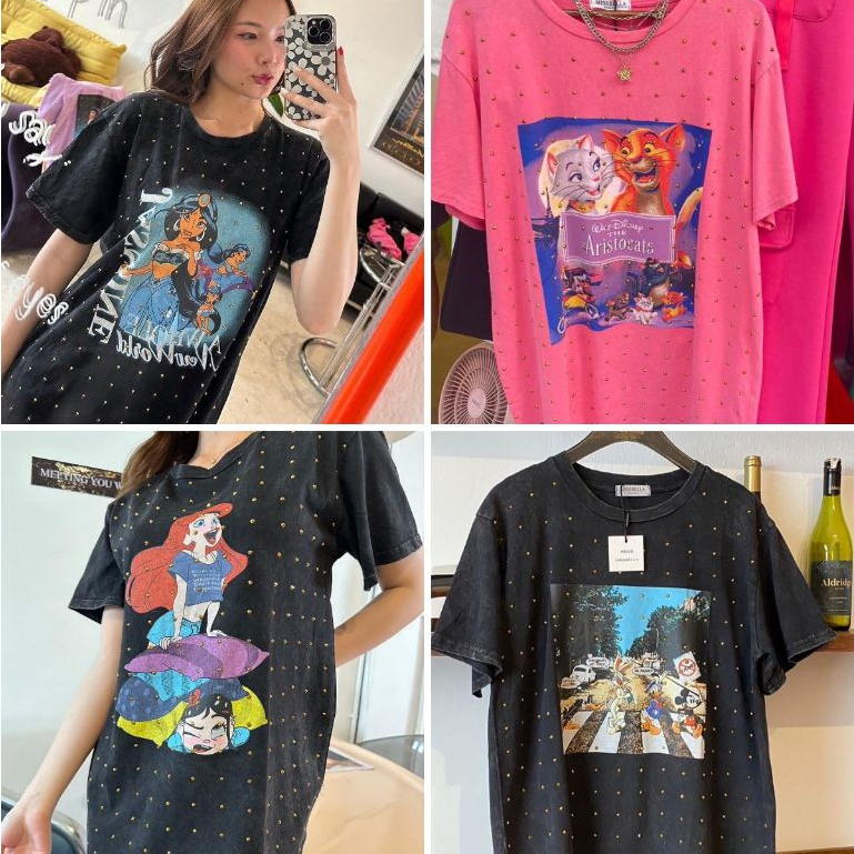 🔥𝐇𝐎𝐓🔥 𝑨𝒍𝒊𝒄𝒆♥︎ งานป้าย MISS BELLA T-Shirt เสื้อยืดวินเทจ เสื้อวง เสื้อตอกหมุด ลายการ์ตูน Disney's