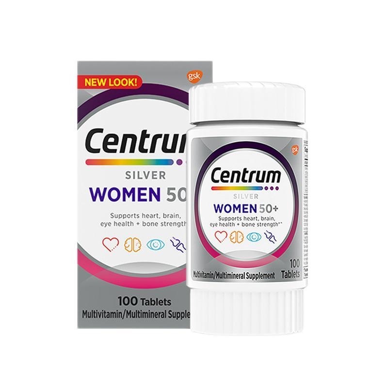 Centrum Silver Multivitamin 50+ Woman 100 Tablets Multimineral USA วิตามิน อาหารเสริมหลายชั้น ผู้หญิ