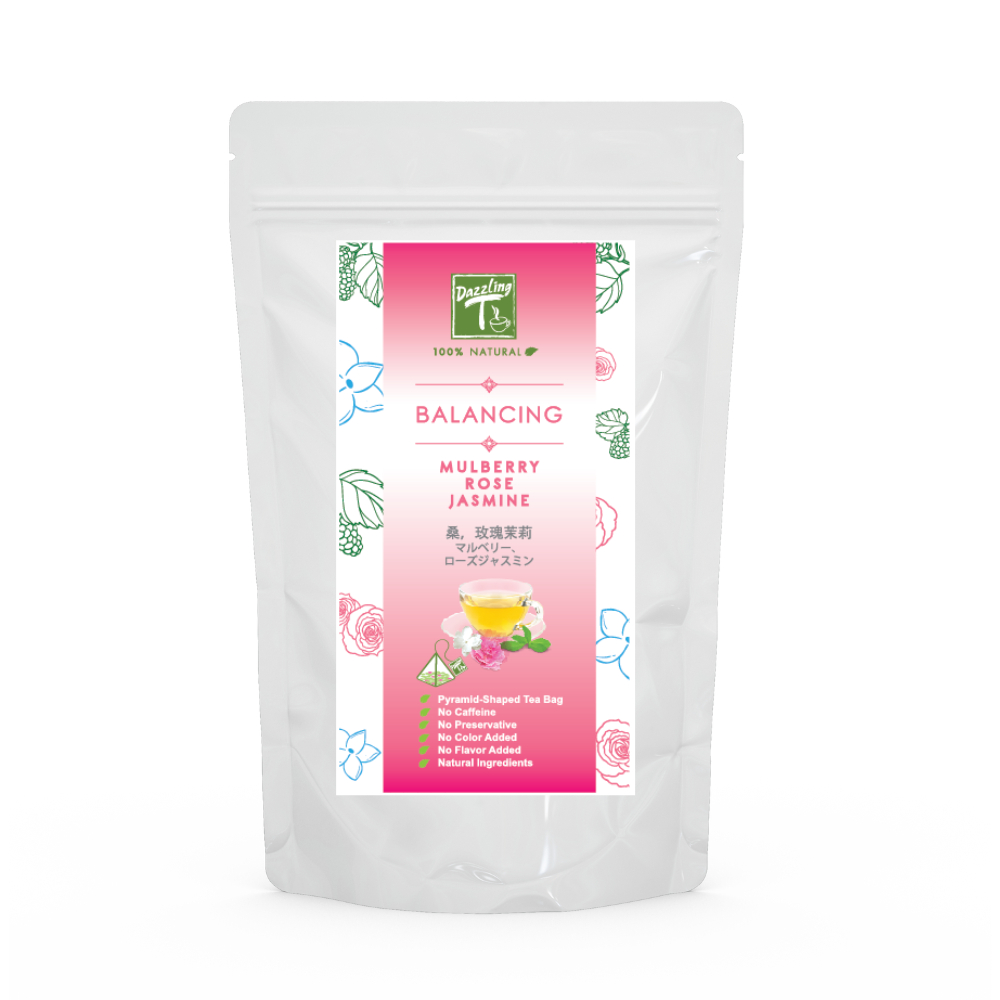 dazzling-t ชาสมุนไพรใบหม่อน ผสมดอกกุหลาบ ดอกมะลิ Mulberry Herbal Tea with Rose & Jasmine ขนาด 12 x 2