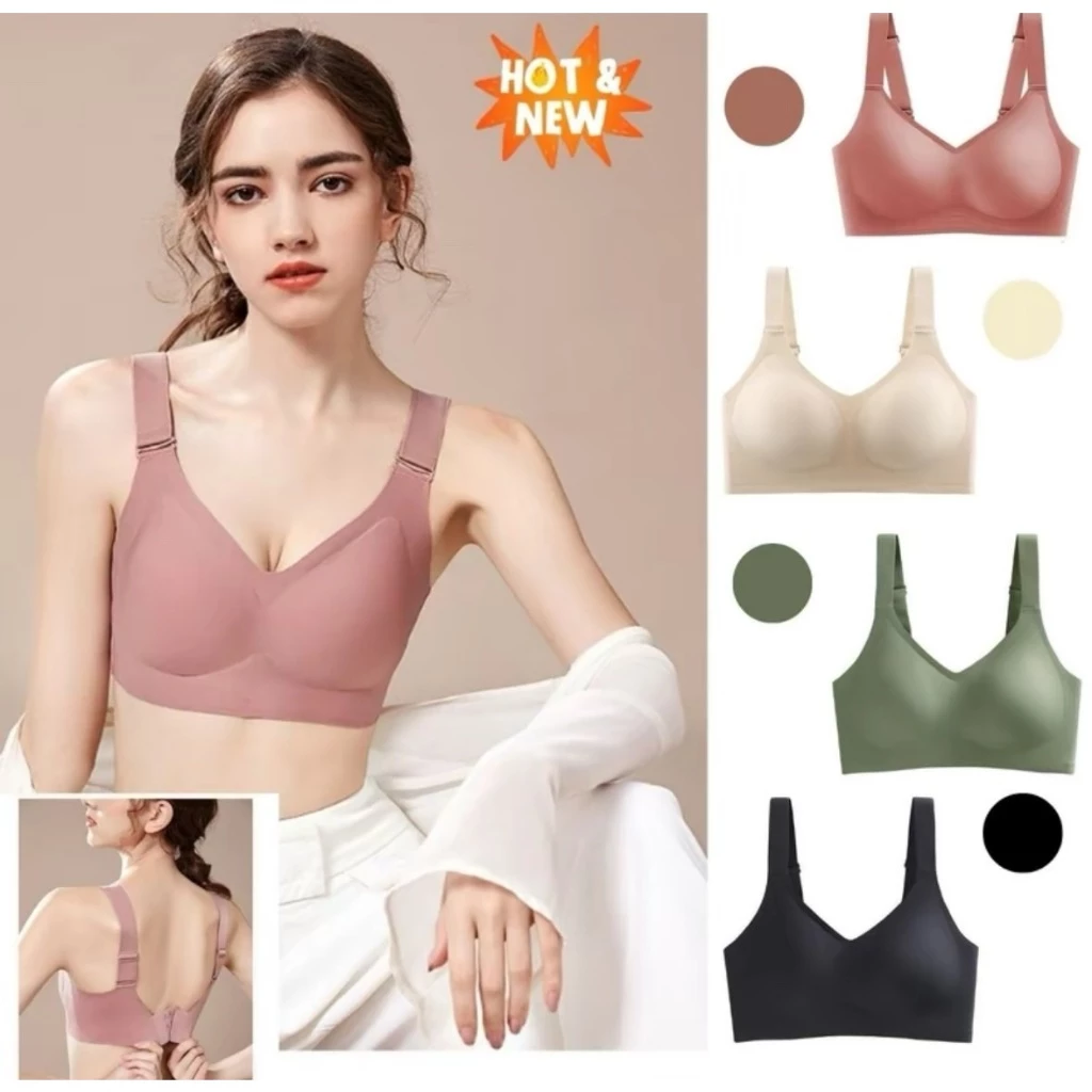 มาใหม่ B-105 บราไร้โครงผู้หญิง เสื้อในไร้โครง ชุดชั้นในไร้โครง ผ้าลื่น ใส่สบาย ผ้านุ่ม ตะขอหลัง งานตกปก