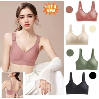 มาใหม่ B-105 บราไร้โครงผู้หญิง เสื้อในไร้โครง ชุดชั้นในไร้โครง ผ้าลื่น ใส่สบาย ผ้านุ่ม ตะขอหลัง งานตกปก