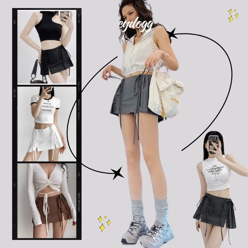 LADY_JEANS#68 New!!(K)กระโปรงแฟชั่นซิปหน้า ข้างหลังพลีท ทรงสวยมีซับใน เอวสูง เนื้อผ้าดีมาก พร