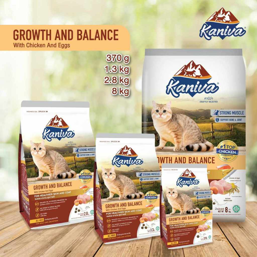 Kaniva Growth & Balance อาหารแมว สูตรเนื้อไก่ และไข่ เสริมสร้างการเจริญเติบโตและกล้ามเนื้อให้แข็งแรง