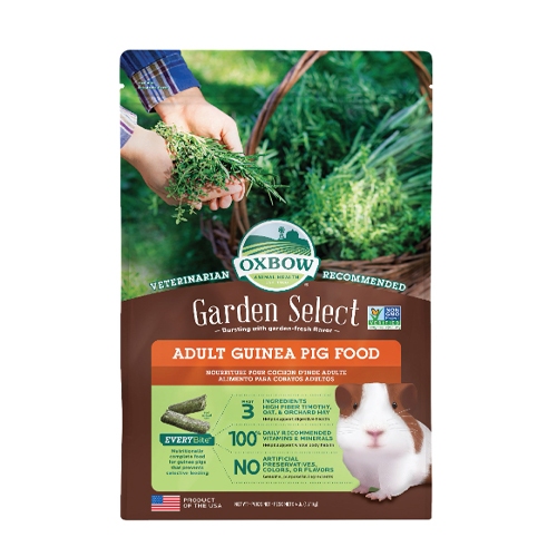 สูตรใหม่ Oxbow garden select guinea pig อาหารหนูแกสบี้ 1.81 กก. เพิ่มผัก ผลไม้ กลิ่นหอม ออกซ์โบว์ 4 ปอนด์ ถุงสีน้ำตาล