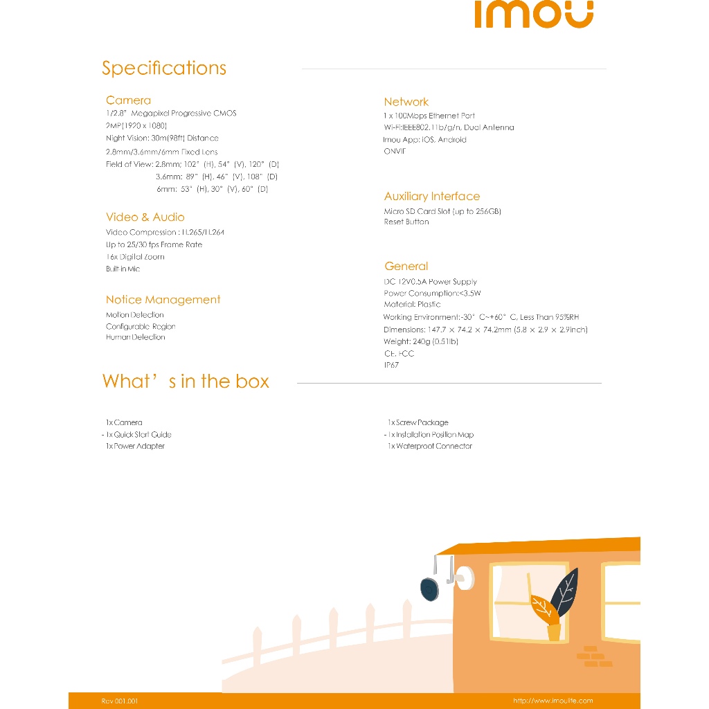 IMOU Smart Wifi Security Kit ชุดกล้องวงจรปิดไร้สาย กล้อง Bulltet 2C 4ตัว+NVR 8Ch รุ่น NVR1108HS-W-S2 1ตัว