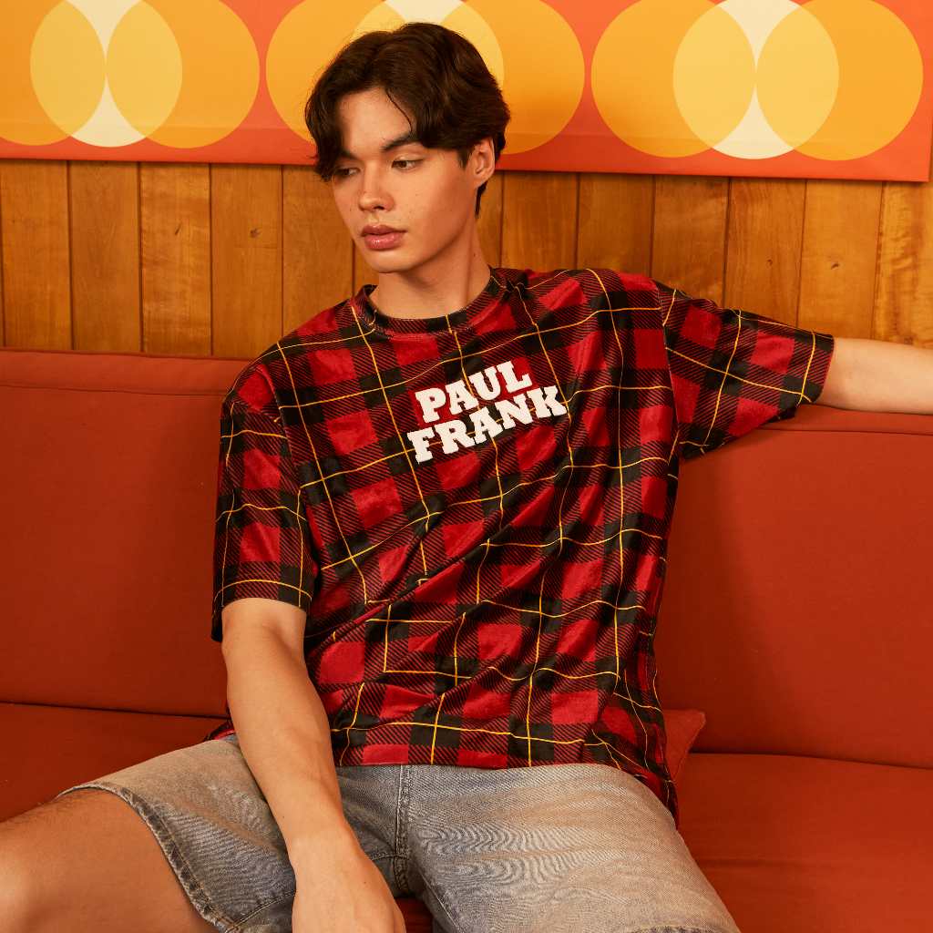 PAUL FRANK เสื้อยืด MENS OVERALL TARTAN SS TEES