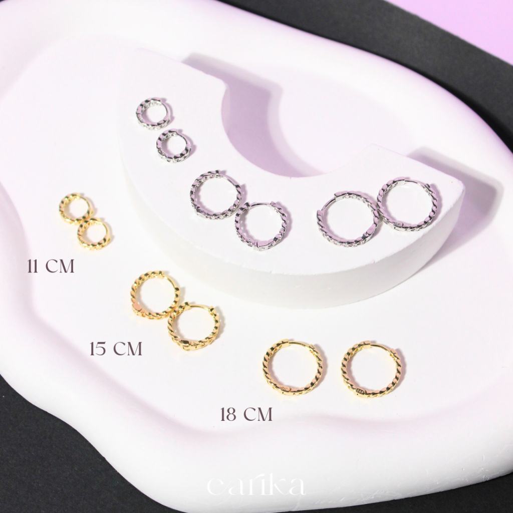 earika.earrings - chain hoop ต่างหูก้านเงินแท้ชุบทองคำขาว/ทอง (มีให้เลือก 2 สี 2 ขนาด) เหมาะสำหรับคนแพ้ง่าย - รูปที่ 2