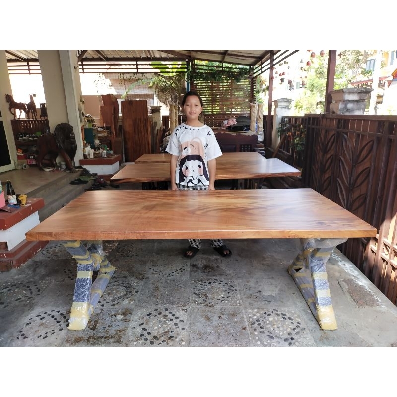 โต๊ะไม้แผ่นเดียว ขนาด 100cmx200cm พร้อมขาเหล็ก