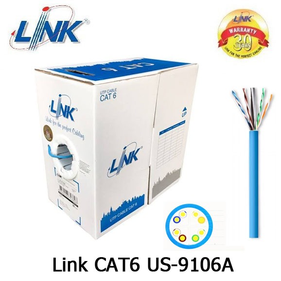 สายแลน CAT6 UTP Cable (305m/Box) LINK (US-9106OUT) Outdoor Original สายแลนนอกอาคาร (สีดำ)