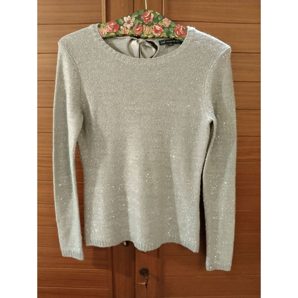 BROOKS BROTHERS "346" Soft Gray Sparkles Sweater Size S