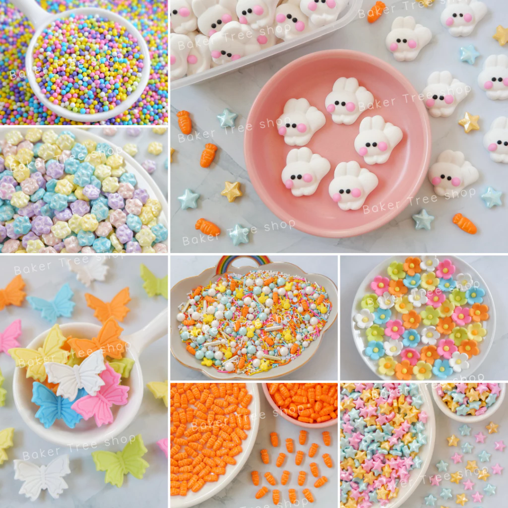 น้ำตาลแต่งขนมธีม Easter Day มีหลายแบบ ทานได้ สีสวย สำหรับแต่งเค้ก ขนมเบเกอรี่
