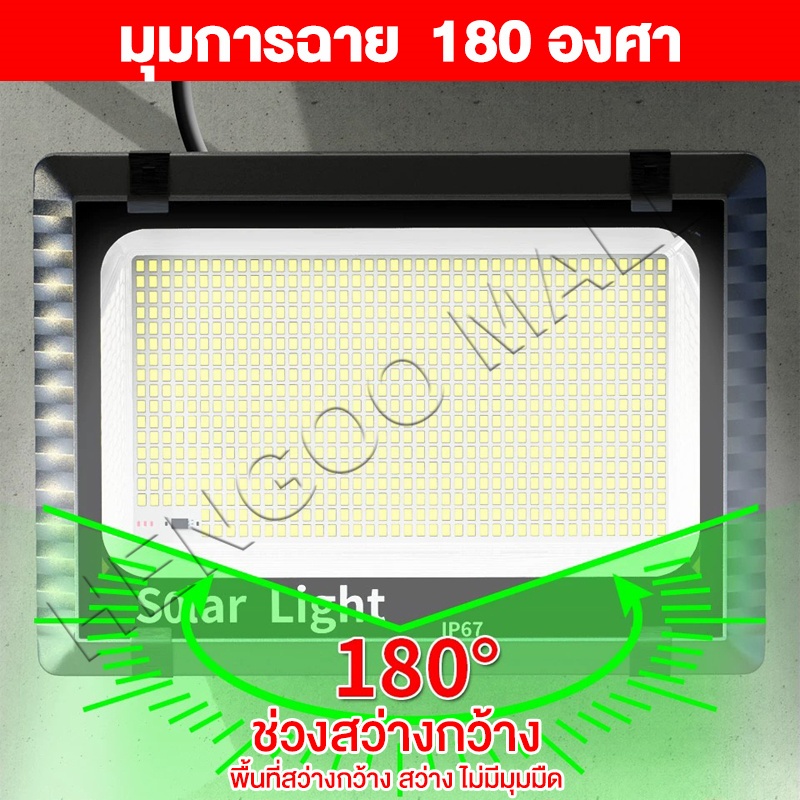 Hengoo ไฟสปอตไลท์  Solar Light LED แสงขาว 2500W ไฟโซล่าเซลล์ โคมไฟติดผนัง โคมไฟถนน ใช้พลังงานแสงอาทิตย์ ราคา ถูกที่สุด ดีลบีเคเค แกลเลอรีภาพที่ 3