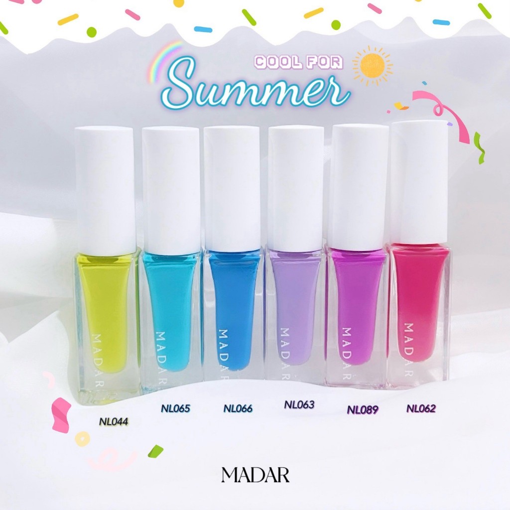 ยาทาเล็บ สี Summer 🌞 สีสวย สดใส 👙 Madar Nail Glow 🌊 7 ml. (พร้อมส่ง)
