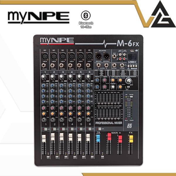NPE M-6FX มิกเซอร์บลูทูธ 6 ชาแนล EQ 7 Band myNPE มิกเซอร์ เครื่องเล่น MP3 มิกซ์ อนาล็อก เครื่องเสียง Bluetooth Mixer