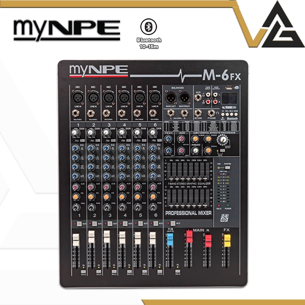 NPE M-6FX มิกเซอร์บลูทูธ 6 ชาแนล EQ 7 Band myNPE มิกเซอร์ เครื่องเล่น MP3 มิกซ์ อนาล็อก เครื่องเสียง