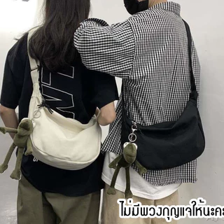 (ส่งด่วน)xspeedfashion(X1746) กระเป๋าผ้าสะพายข้างมีซิปผ้าแคนวาส