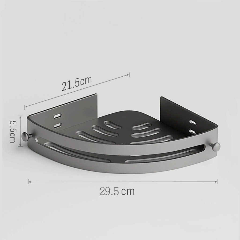 ชั้นวางห้องน้ำ ชั้นวางของติดผนังเข้ามุม ชั้นวางของในห้องครัว ที่วางของเข้ามุมสามเเหลียม ไม่ต้องเจาะผนัง cutieworld - รูปที่ 6