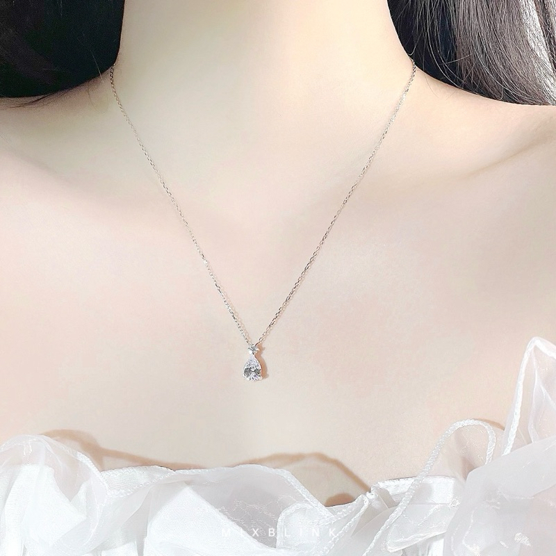 สร้อยคอ เงินแท้ 92.5% ส่งฟรี EMS ♡ รุ่น Wateria ♡ – หยดน้ำ เพชร cz ( #C8 ) MixBlink