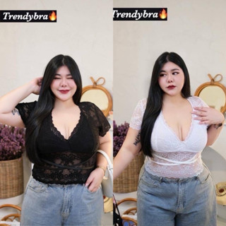 เสื้อลูกไม้ซีทรูคอวี