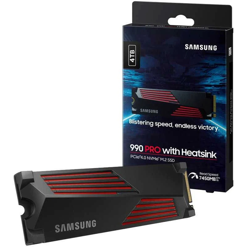 4TB SAMSUNG 990 PRO WITH HEATSINK PCIE 4.0 NVME GEN.4 M.2 (MZ-V9P4T0CW)
