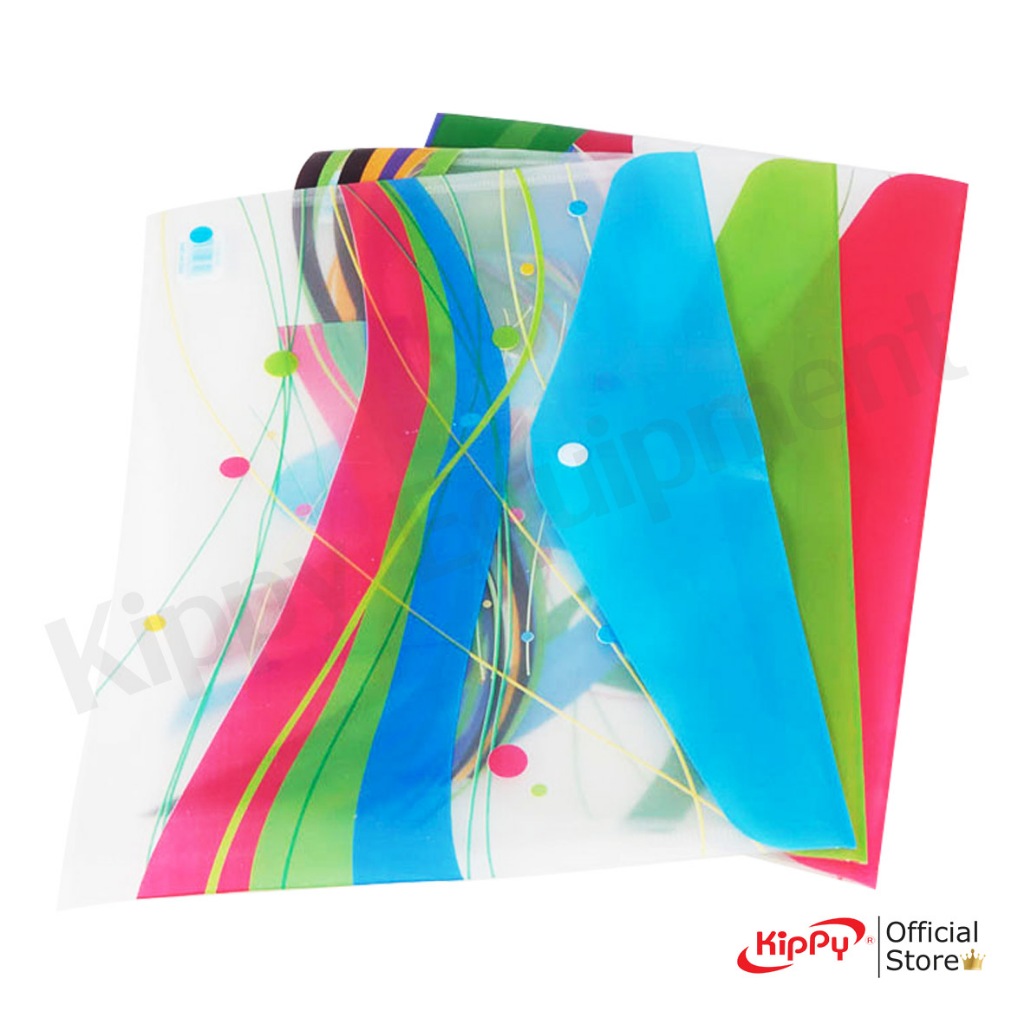 [แพ็ค 3 ชิ้น] แฟ้มเอกสาร F4 แฟ้มซอง มีกระดุม ลายกราฟฟิค แฟ้มใส่เอกสาร KIPPY