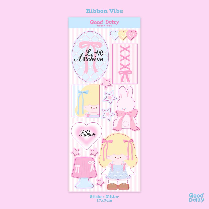 Ribbon vibe sticker glitter สติกเกอร์ | Good Daizy
