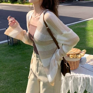 เสื้อคลุมกันแดด เสื้อคลุมไปทะเล แขนยาว เบาบาง สวมใส่สบาย ฟรีไซส์