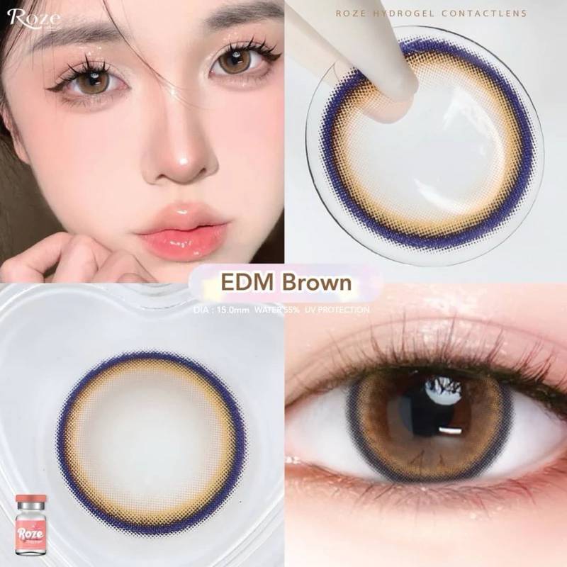 EDM rozelens คอนเเทคเลนส์ บิ๊กอายปังสุด bigeye gray brown ✨คอนเเทคเลนส์กรองเเสง✨