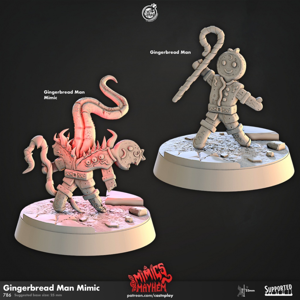 Gingerbread Man Mimic - Mimics Mayhem - Monstrosity Mimic / 32mm scale 3D printed miniature CNP