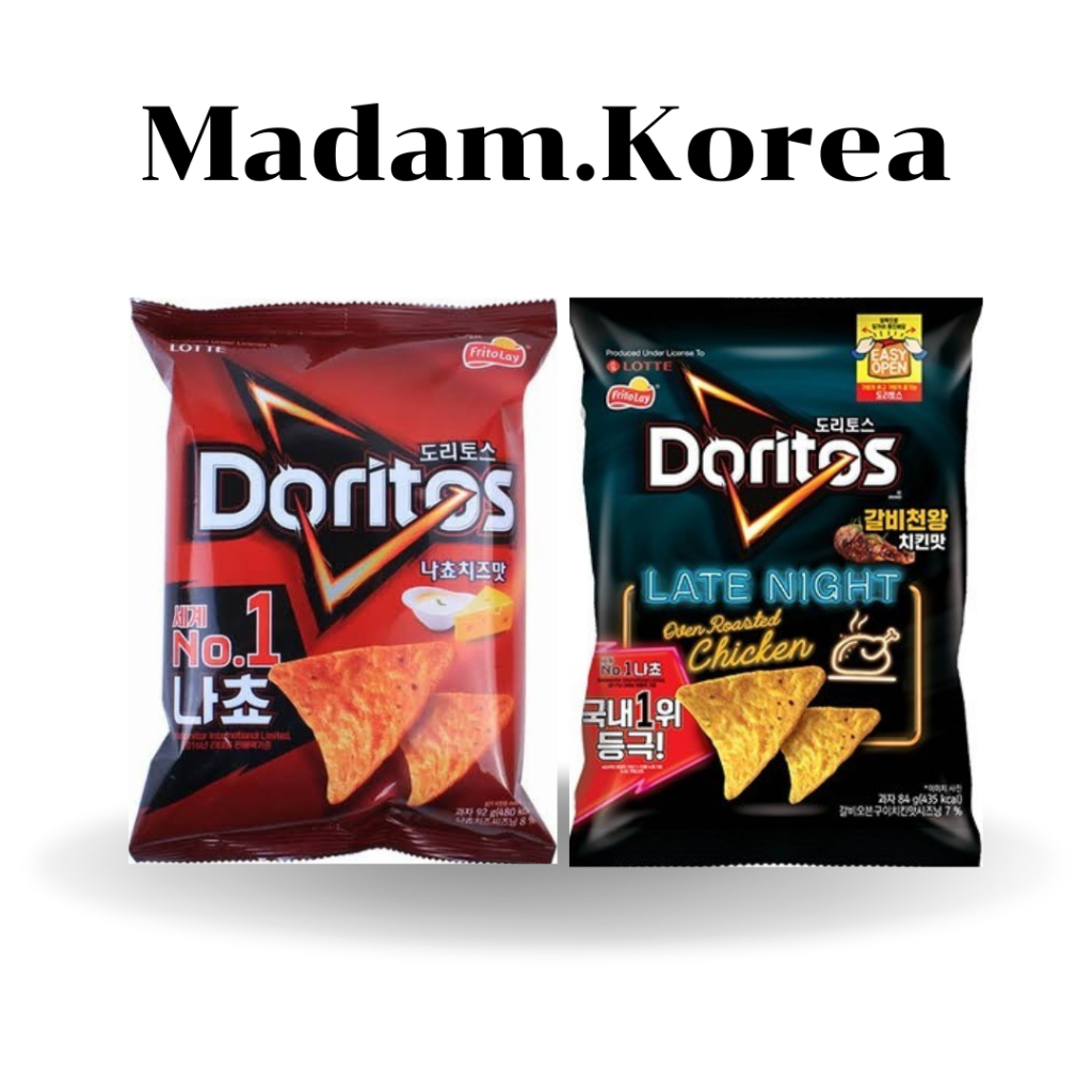 Lotte Doritos Corn Chips Nachos Cheese Roasted Chicken ล็อตเต้ โดริโทส รสชีส ไก่อบ 84g ขนมเกาหลี ขนมข้าวโพดอบกรอบ