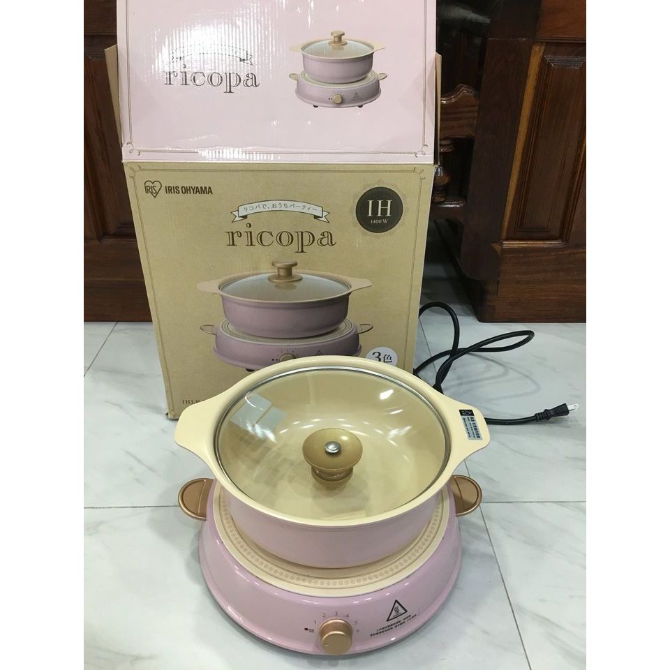 มือสองยังไม่ได้ใช้  IRIS RICOPA หม้อต้มชาบู สุกี้ เตาไฟฟ้า+หม้อ เคลือบเซรามิก ญี่ปุ่น สีสวยไม่ติดกระ