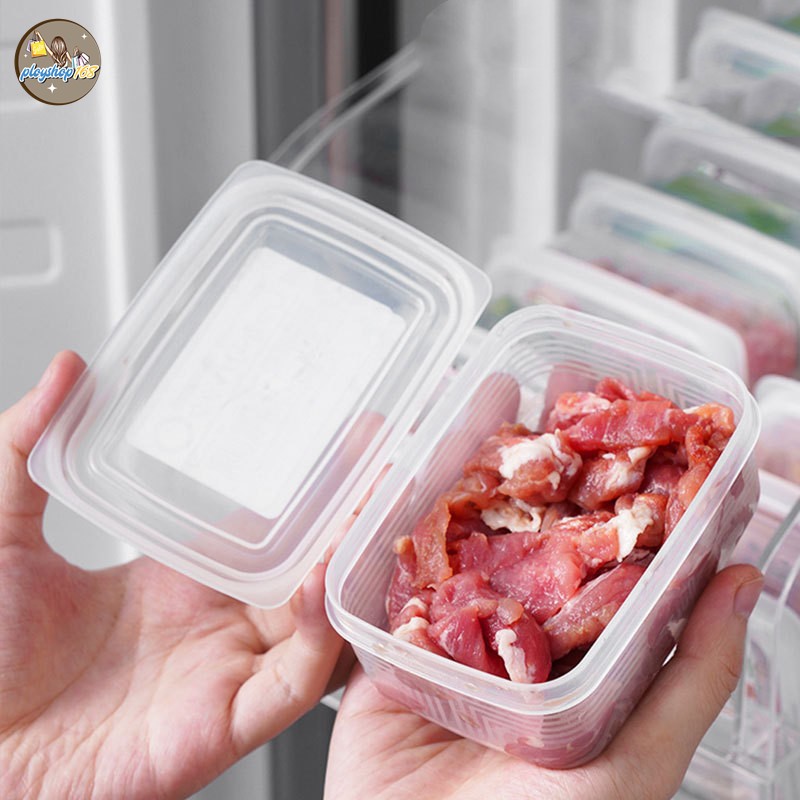กล่องเก็บเนื้อสัตว์แช่แข็ง พร้อมฝาปิด  สําหรับเก็บอาหารสด ผัก ผลไม้ ในตู้เย็น