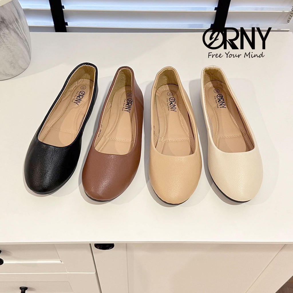 Defect Sale⭐️มีตำหนิ มีไซส์ 42 ✨ ORNY(ออร์นี่) ® รองเท้าคัชชูส้นแบน OY090