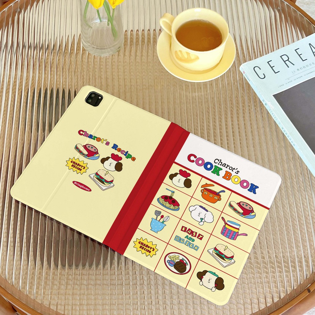 24ชั่วโมง Cute เคสไอแพด Air6 11 Gen9/8 Puppy cook book MINI7 Air4 Case iPad ใส่ปากกาได pro11 2024