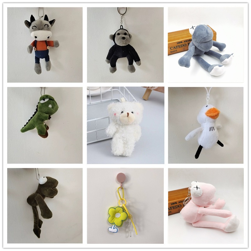 พวงกุญแจ จี้ห้อยกระเป๋า ตุ๊กตาสัตว์ จี้ตุ๊กตากบเท้ายาว กบ กระต่าย ดอกไม้ ไดโนเสาร์ ลิงชิมแปนซี เป็ด หมีน้อย น่ารัก