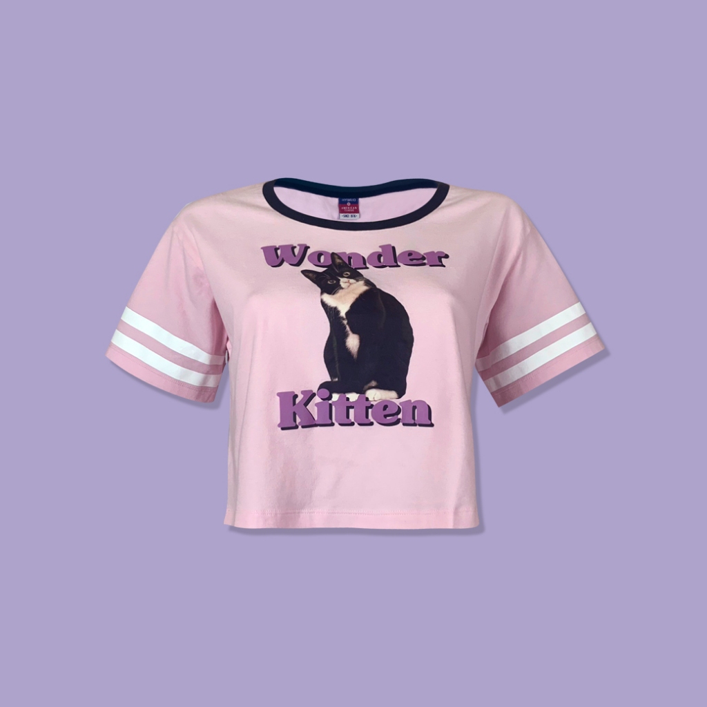 Hybrid T-shirt Women ไฮบริดเสื้อยืดผู้หญิงแขนสั้น ทรงครอป สีชมพู(Pink)WTS-1044-PK เสื้อสตรีท เสื้อคอ